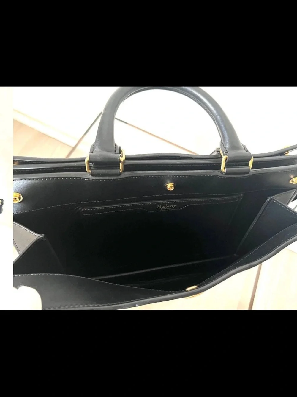 Mulberry Black Pebbled Leather Satchel with Gold Hardware